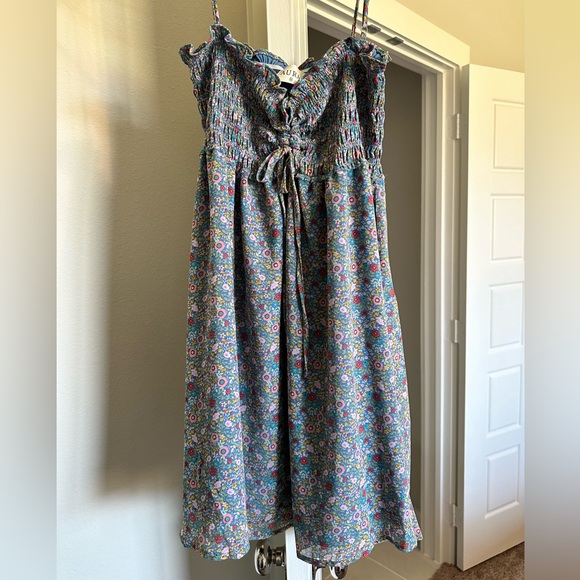 Summer Nights Blue Multi Floral Print Dress - Picture 2 of 4
